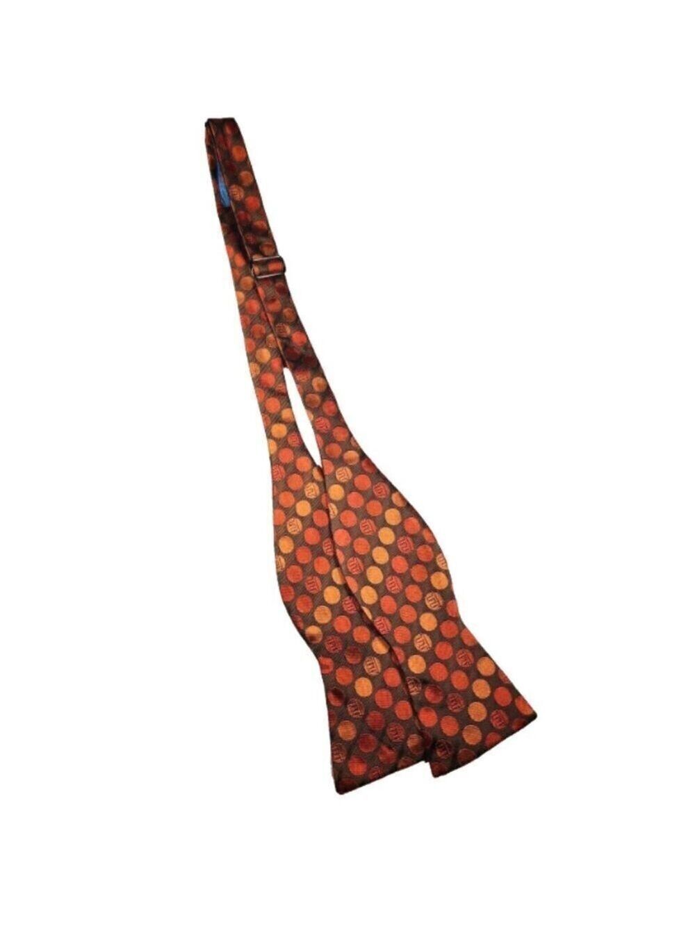 Lee Allison Bow Tie Men's 100% Silk Tie The Original Adjustable Orange Circles